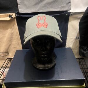 Psycho Bunny Gray Cap with Red Logo